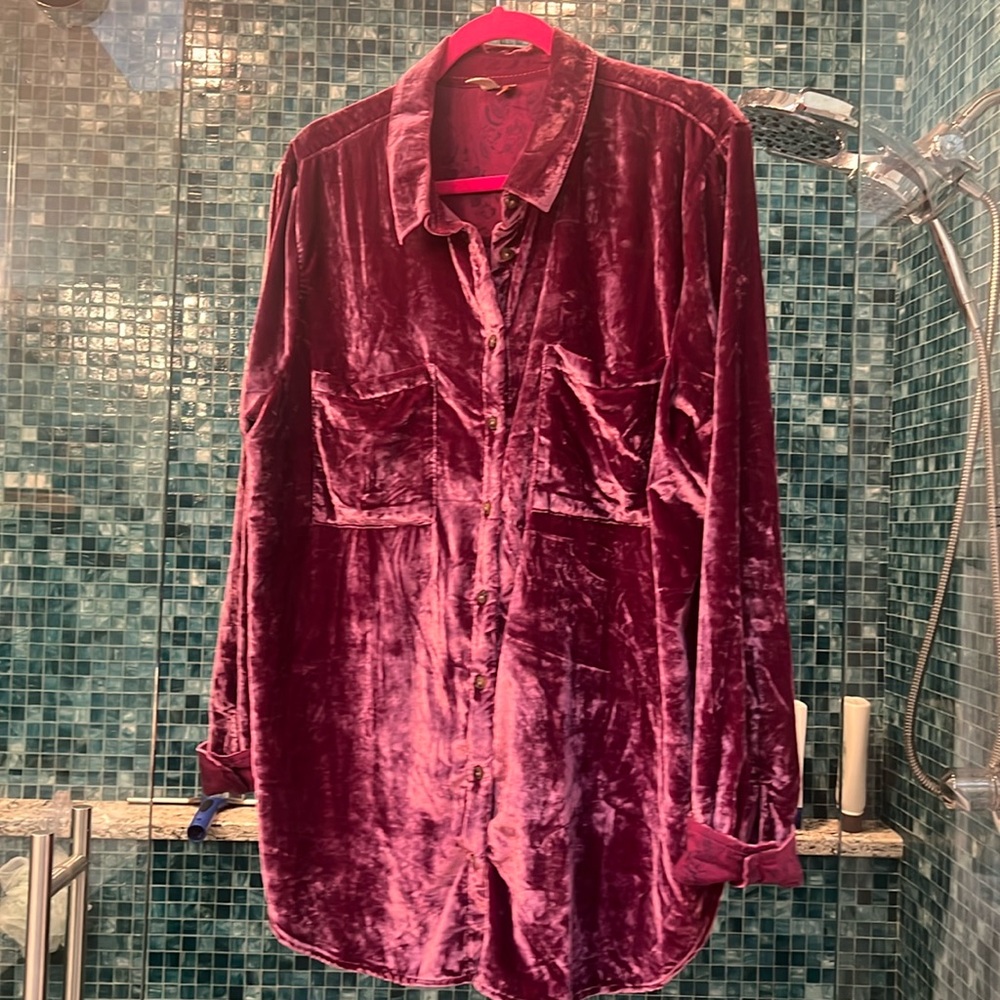 Anthro Velvet Button Down